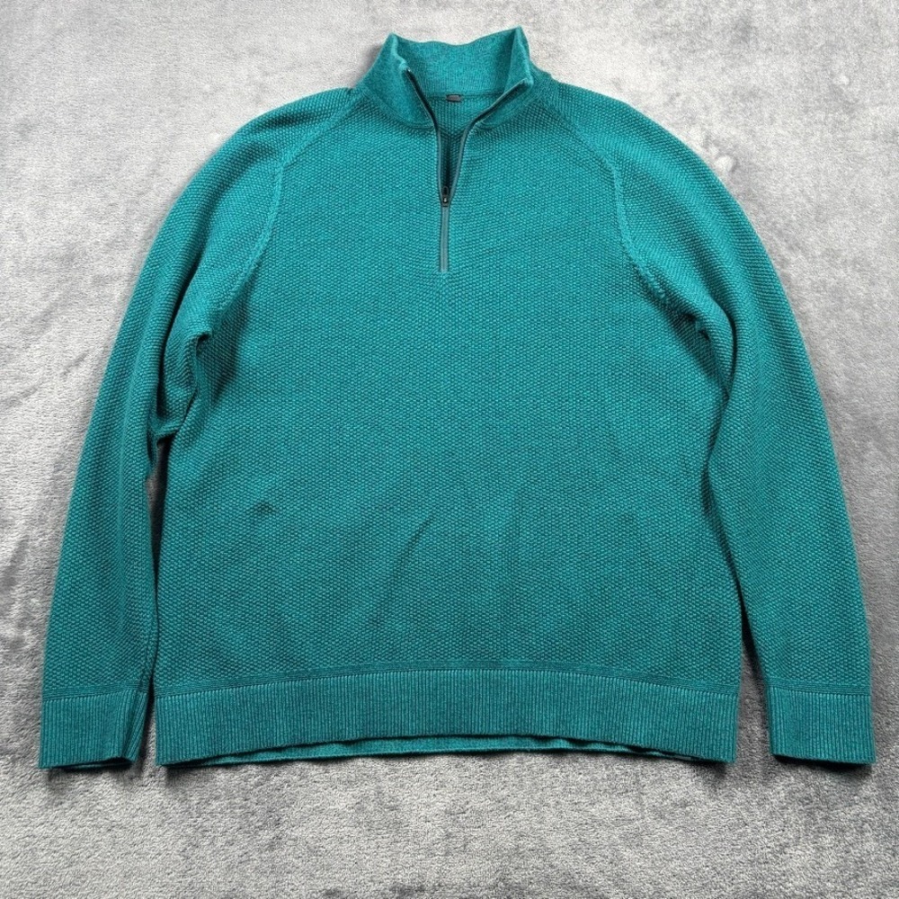 Lululemon Sweater Mens XL Green Textured Knit Half Zip Organic Cotton M3D0GS